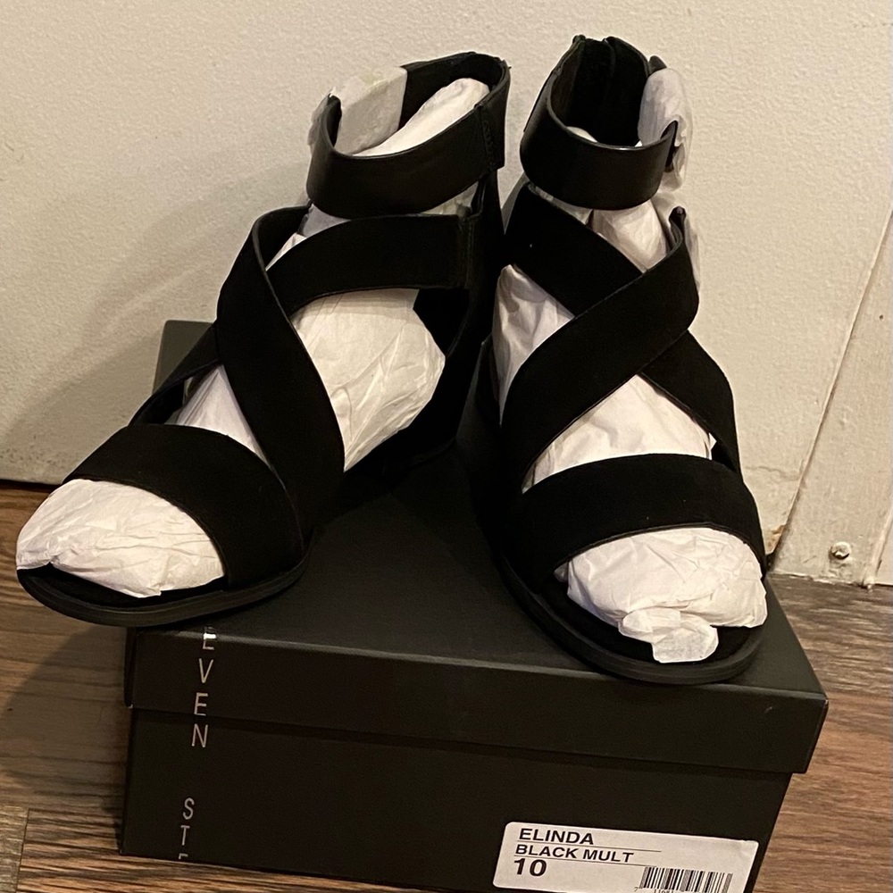 Steven Black Strappy Sandals